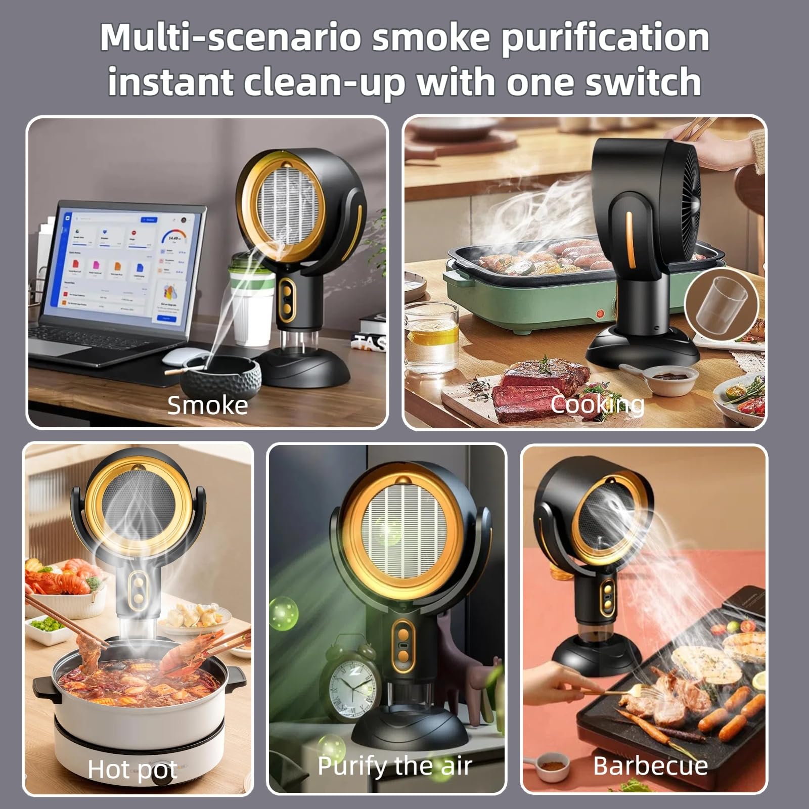 Silanit Desktop Smoke Purifier USB powered, cord-free convenience.