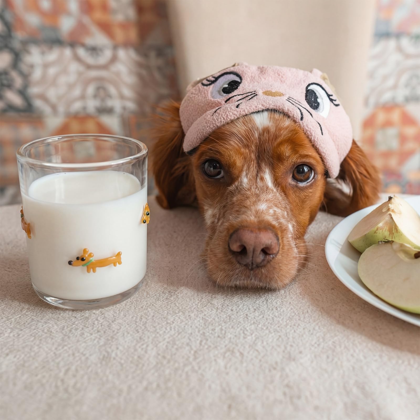 SiliFine stemless dachshund glass showcases colorfast pattern