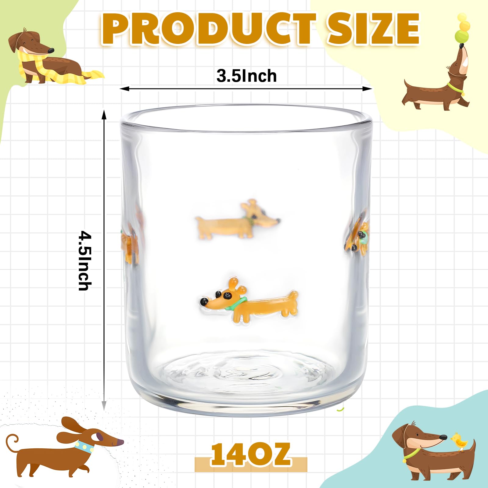 SiliFine dachshund stemless glass 14oz ideal for parties and gifts