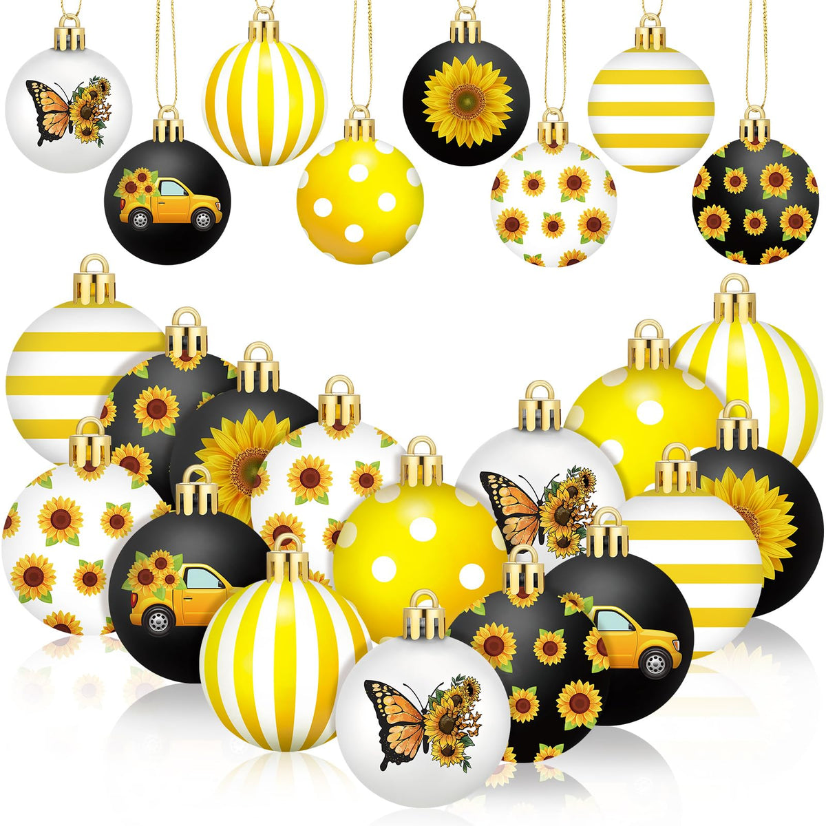 Silipull sunflower ornaments package display adds vibrant charm to seasonal decor.