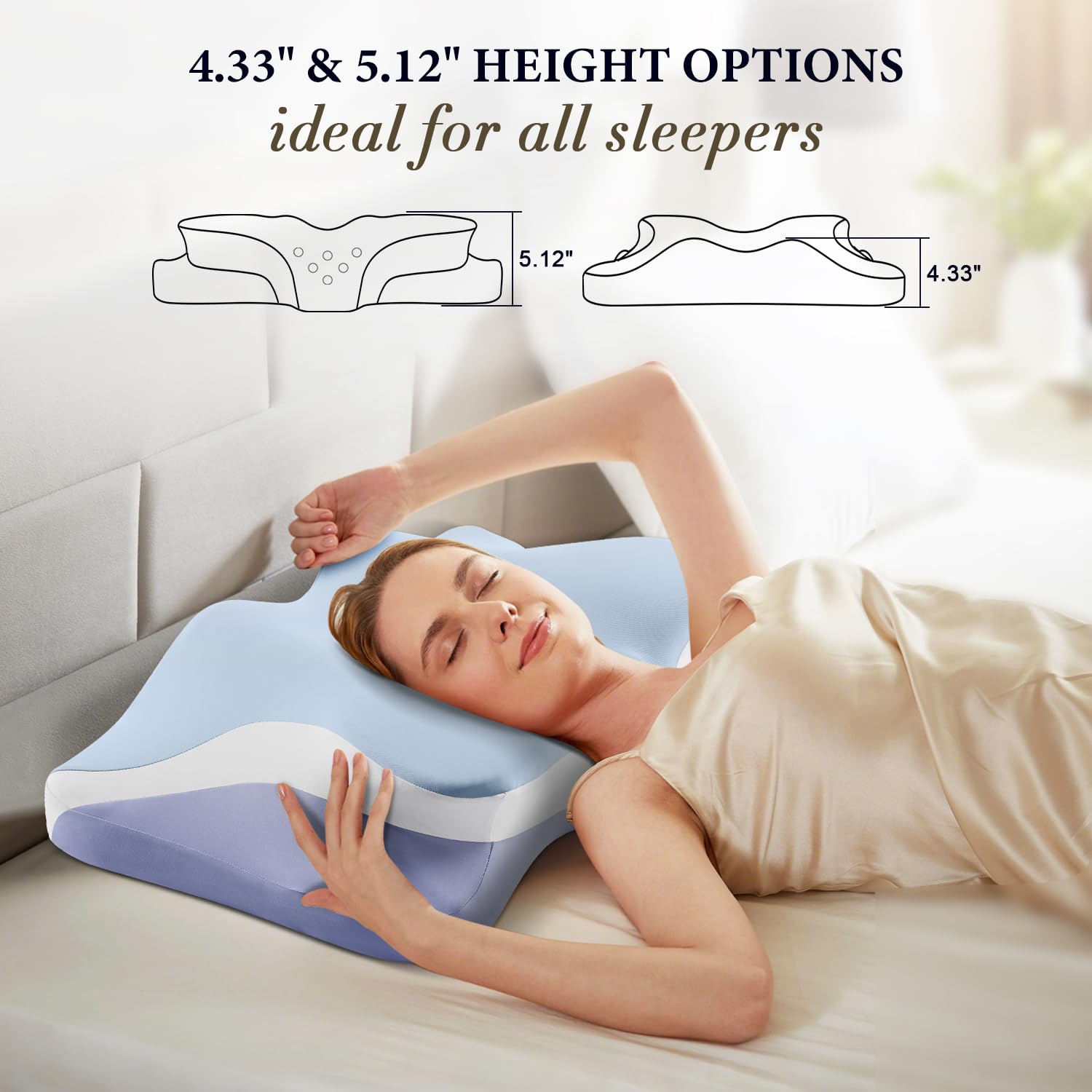 Silkena dual height design enables easy flip for varying comfort needs.