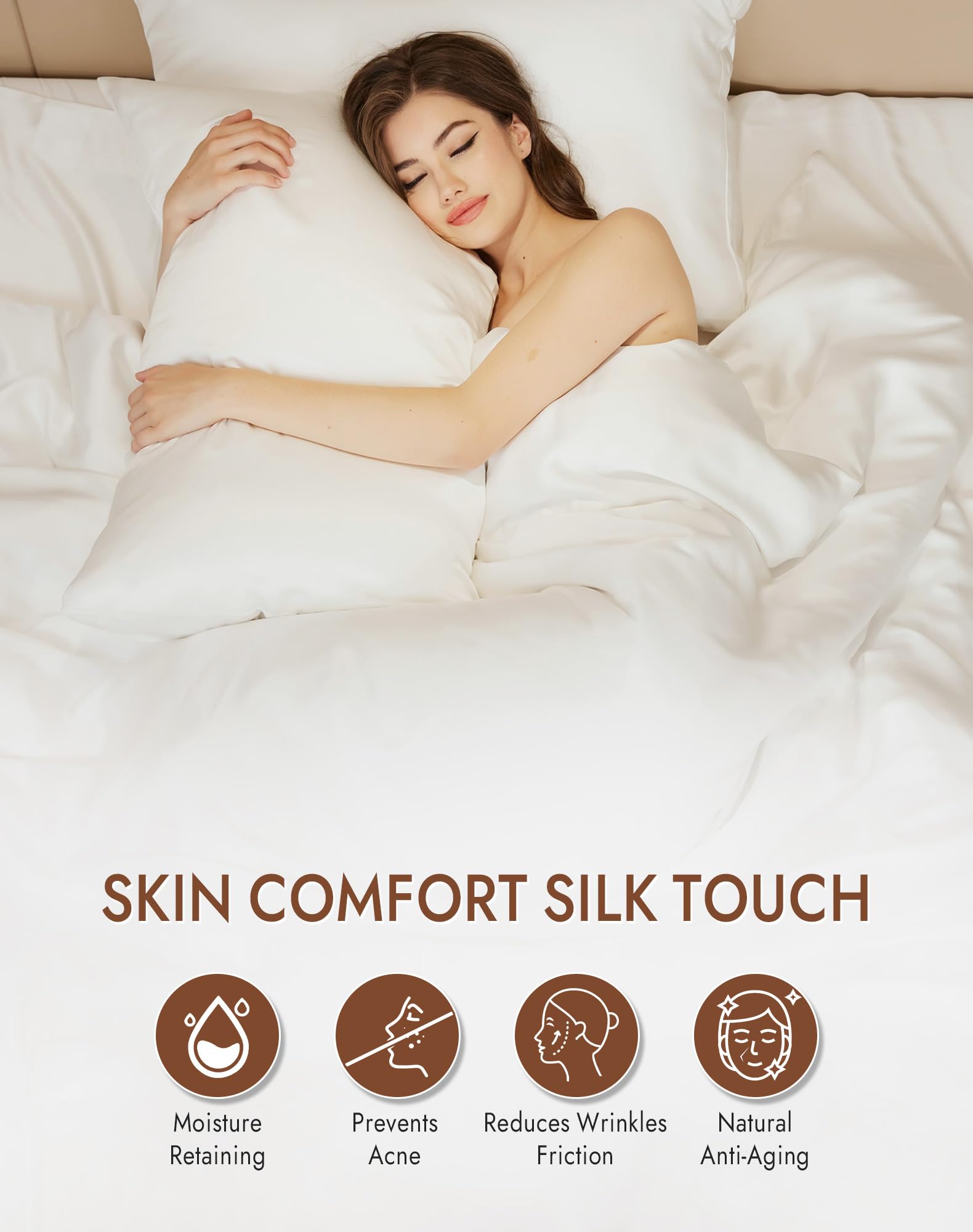 SilkSilky envelope closure design keeps pillow secure without snagging.