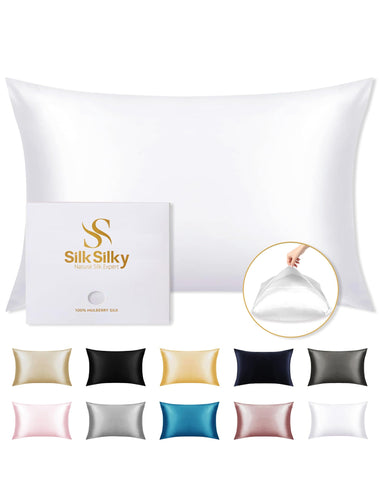 SilkSilky silk pillowcase with breathable weave for cooling sleep.