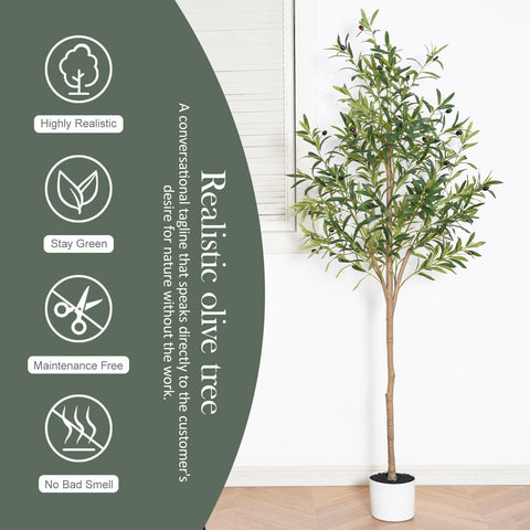 Sillaff faux olive tree displays textured branches for added depth.