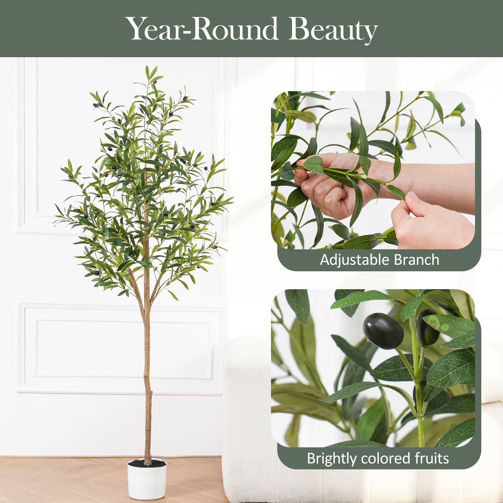Sillaff 6ft olive tree with near-natural texture suits office spaces.