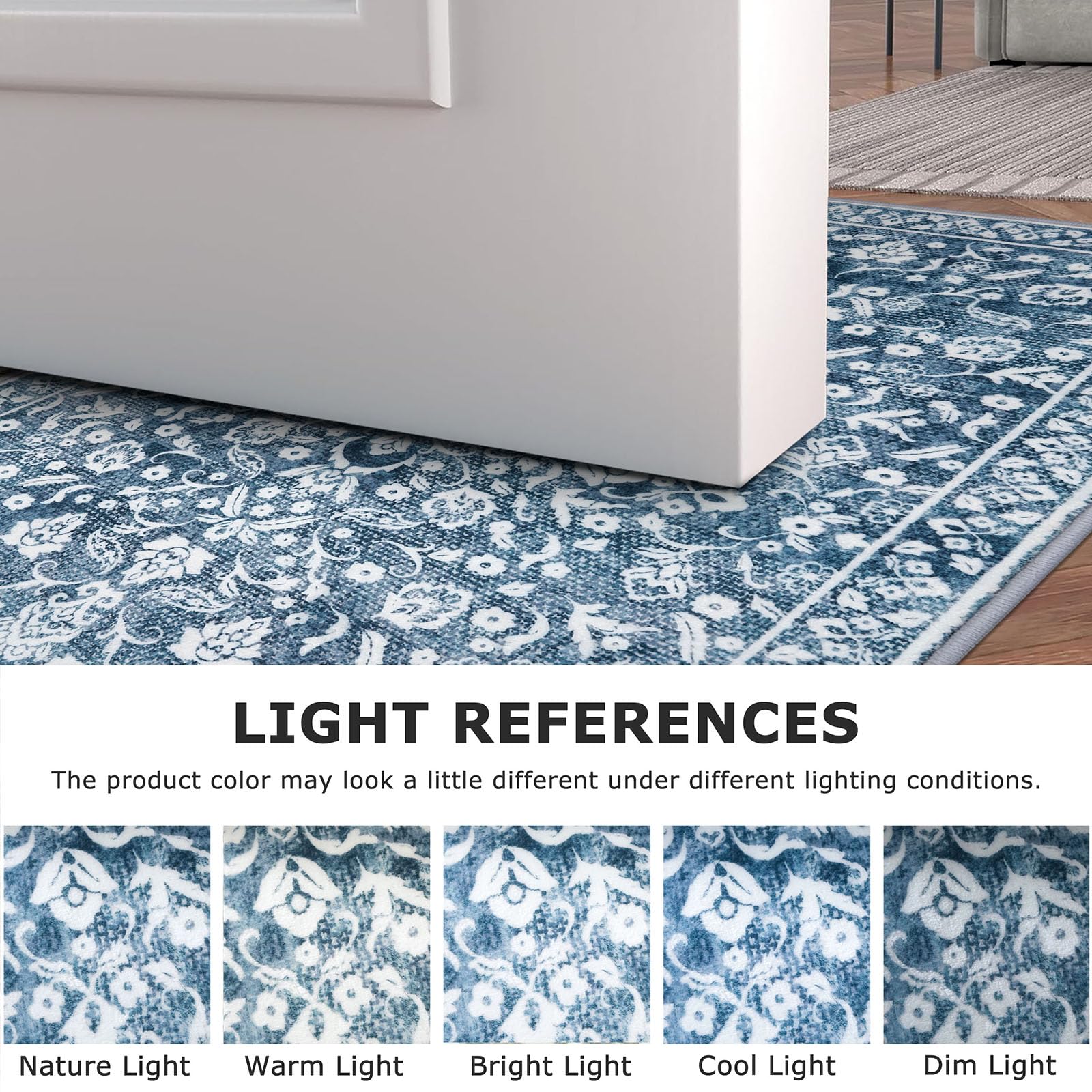 SILOLOOM washable entryway rug; machine-washable front for easy cleaning.