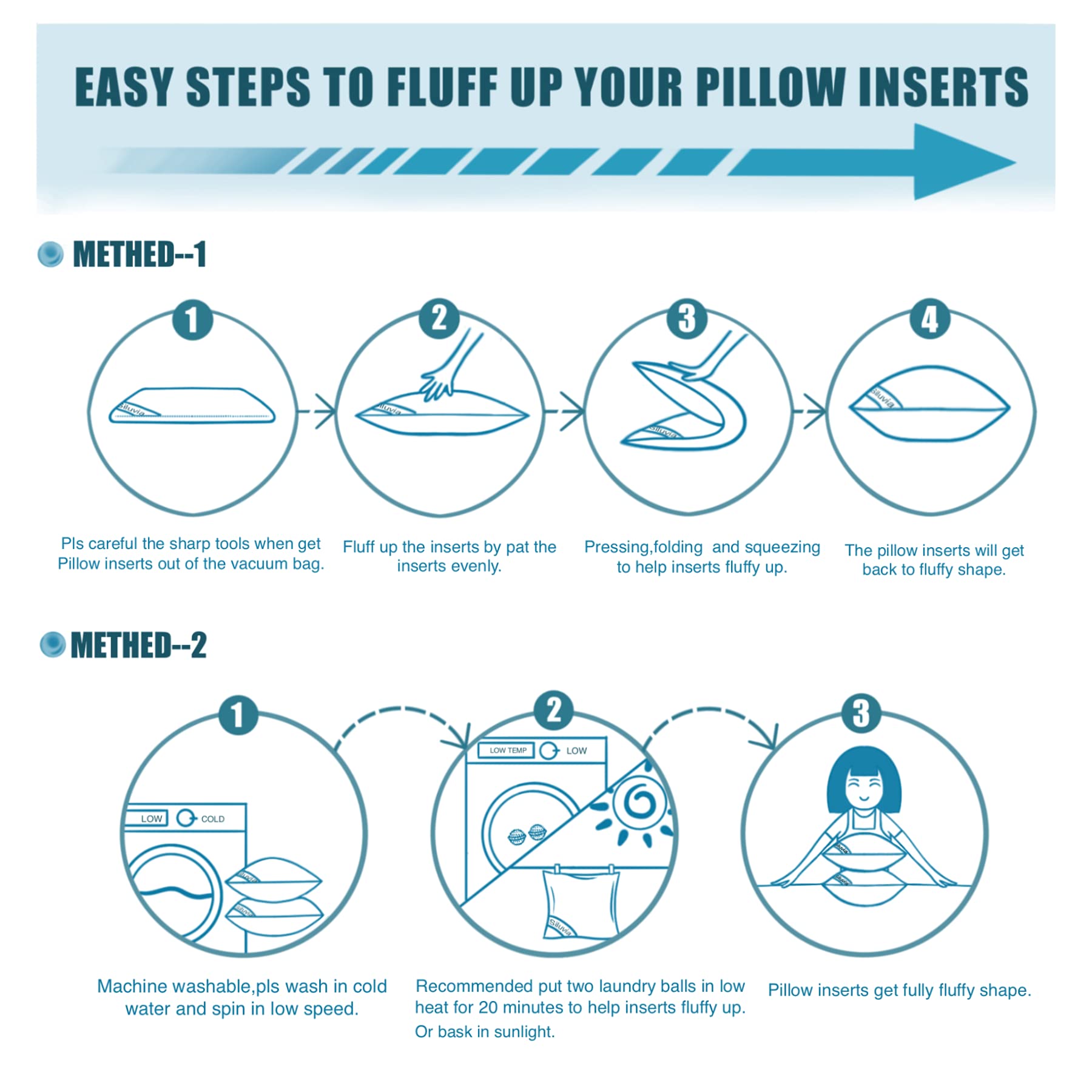 Siluvia packaged inserts come with cotton covers for simple styling