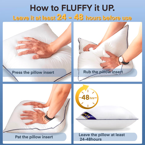 Siluvia pillow care instructions showing machine wash option.