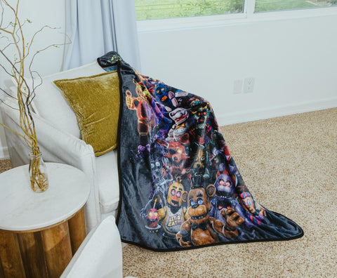 Silver Buffalo licensed FNAF blanket, official collectible for fans.
