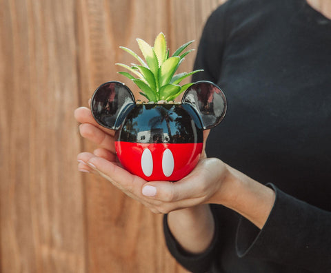 Silver Buffalo Mickey Mouse mini planter on desk display for playful workspace