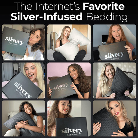 Silvery easy care design works with regular washing for everyday convenience.
