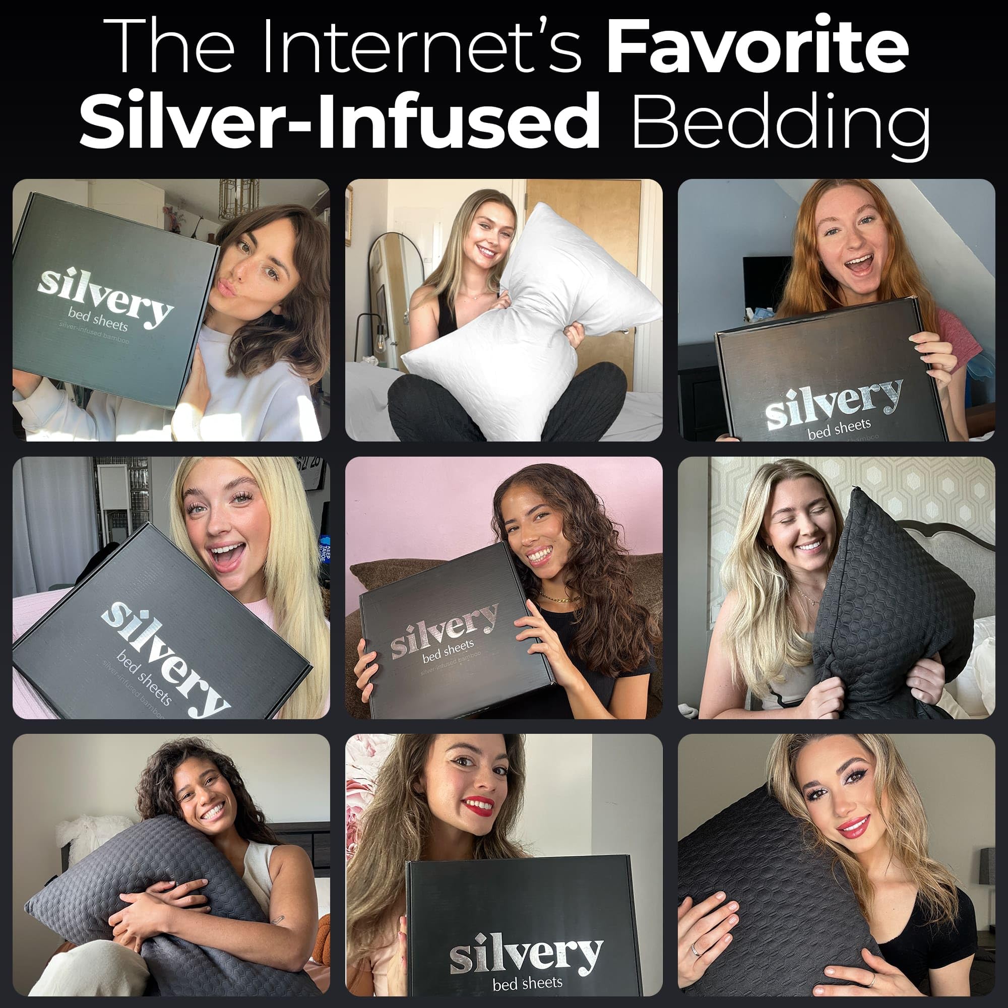 Silvery packaged luxury bedding set conveys ready-to-use sophistication.