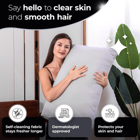 Silvery Silver Infused Bed Sheets Set wrinkle-free fit shows secure, tidy bed appearance.