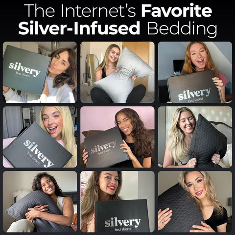 Silvery pillowcase features sturdy stitching and durable edge finishing