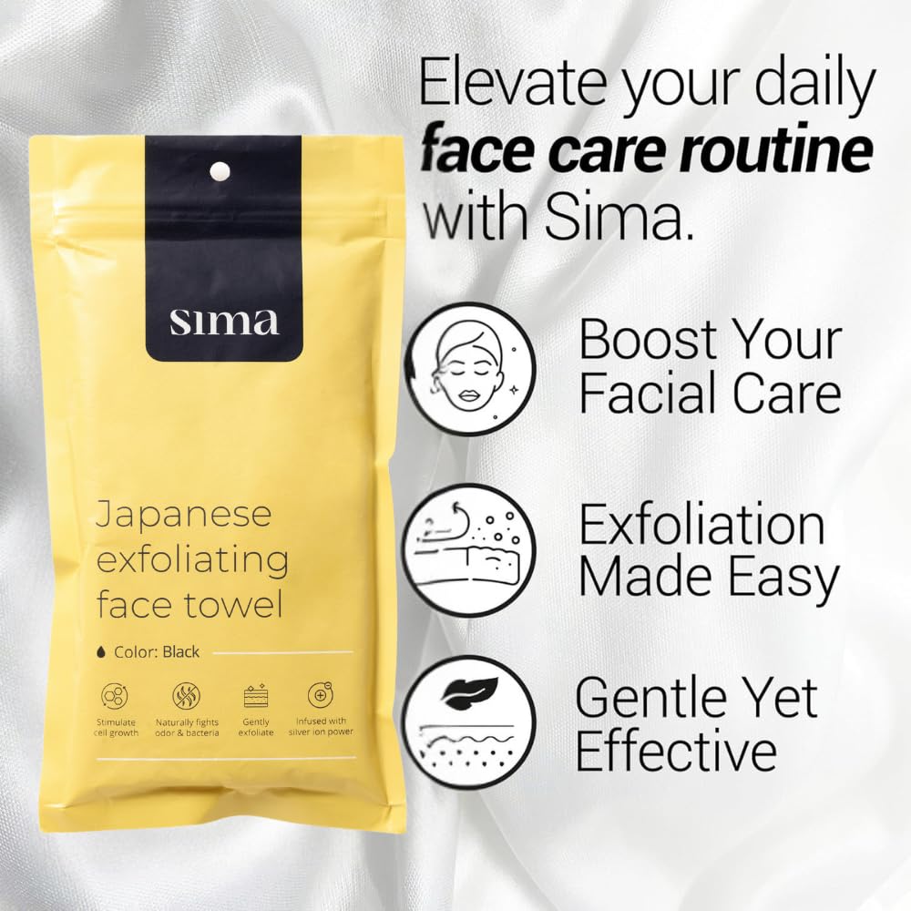 Sima Brand exfoliating towel back view showing second-side exfoliation.
