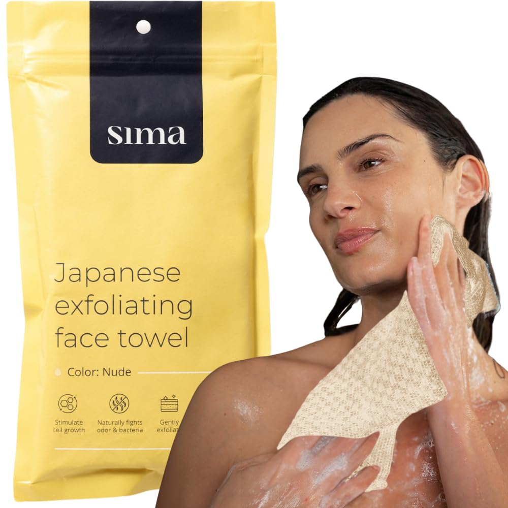 Sima Brand exfoliating washcloth with hexagon fiber texture for smoother skin