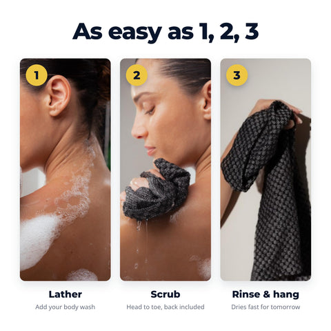 Sima Brand silver-infused fibers visible for odor control in the towel