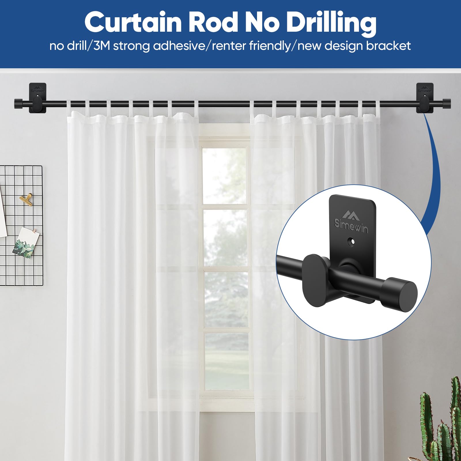 SIMEWIN adhesive brackets shown for damage-free window mounting