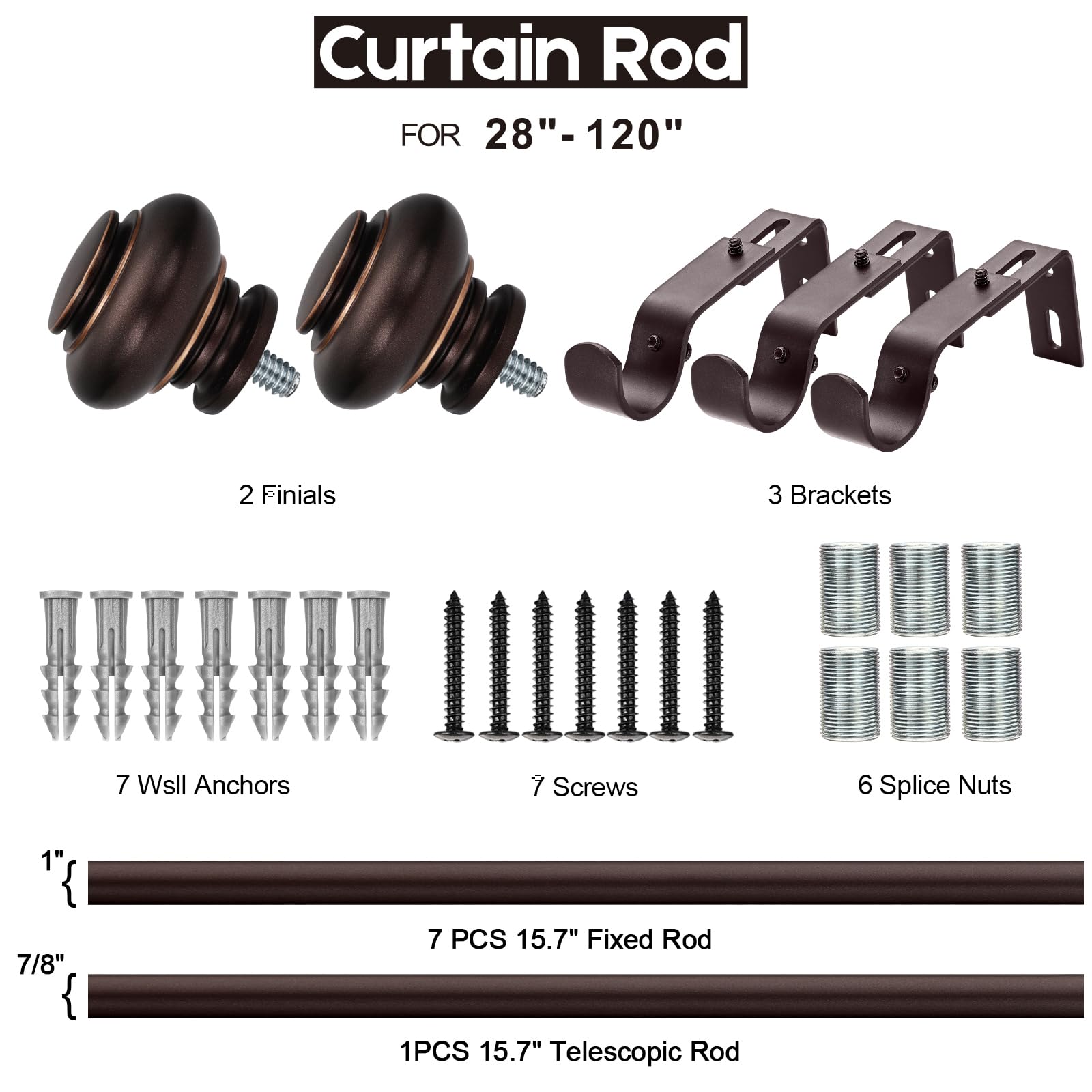 SIMEWIN bronze curtain rod in bedroom/dining setup complements multiple spaces with timeless style.