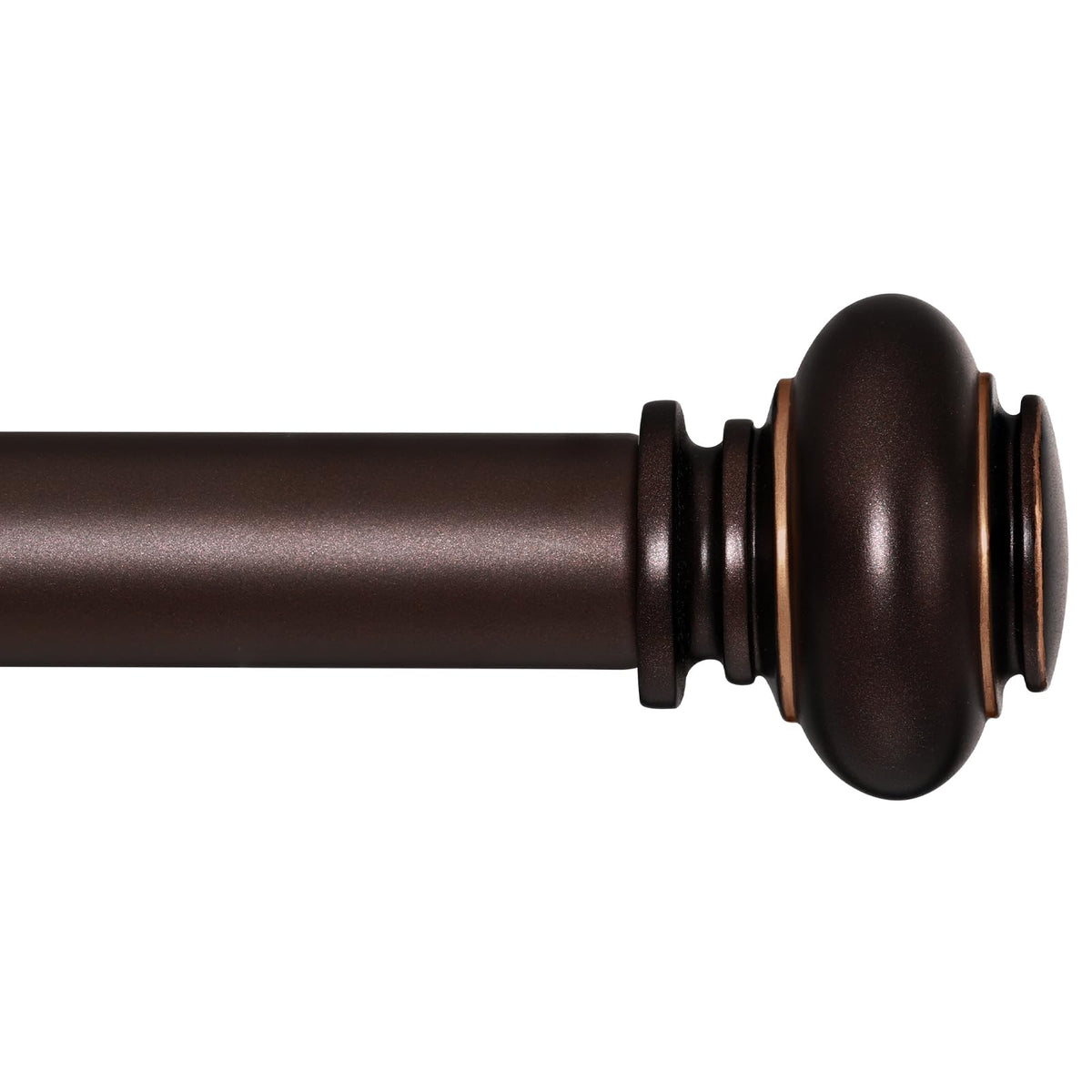 SIMEWIN bronze curtain rod with classic finials, durable 1-inch rod for living room drapes.