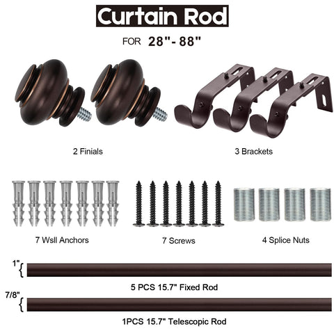 SIMEWIN bronze curtain rod complete set ready for easy setup.