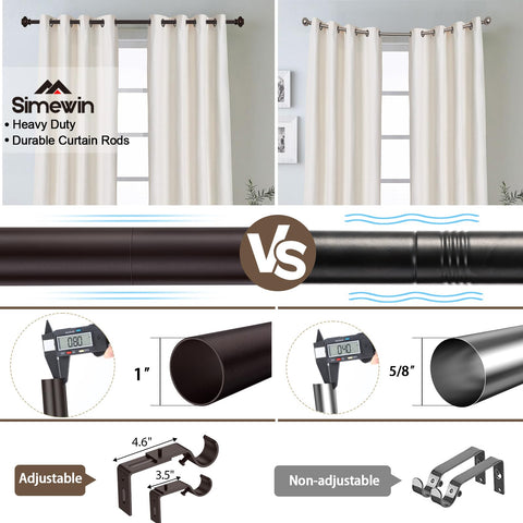 SIMEWIN bronze curtain rod extended to 120 inches covers wide windows gracefully.