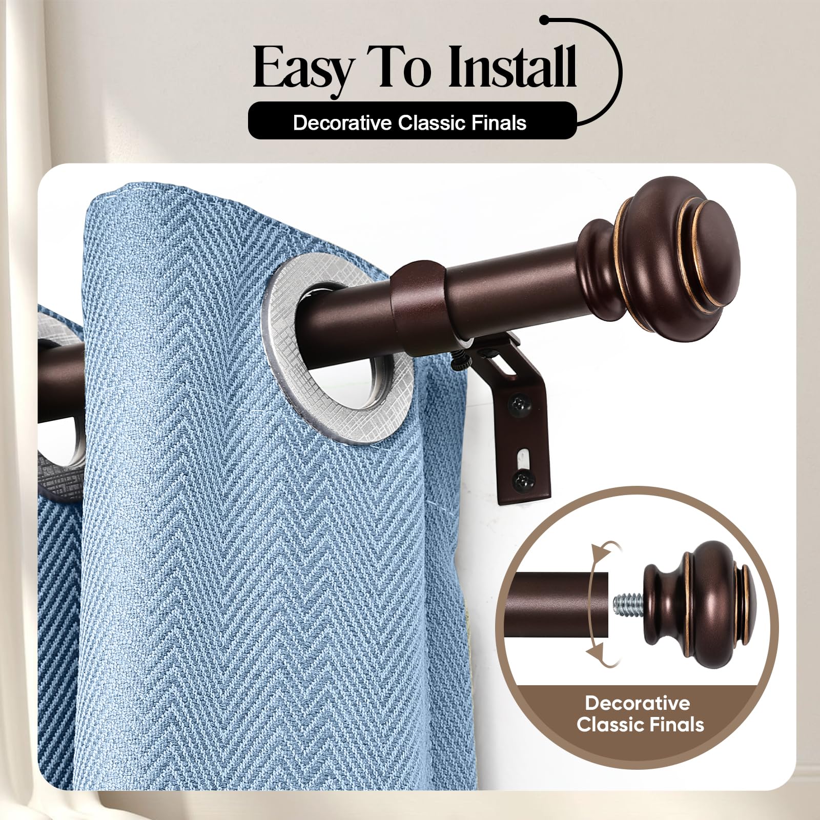 SIMEWIN bronze finials with classic rounded design complement any room