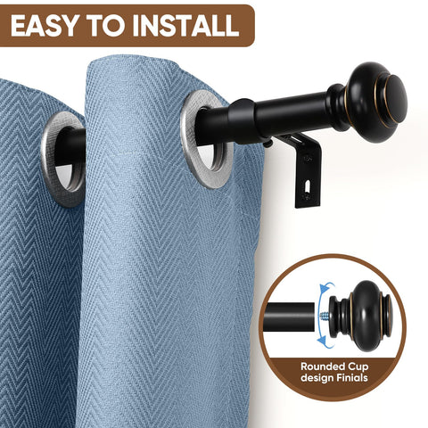 SIMEWIN 1-inch diameter rod offers heavy-duty support for durable drapery.