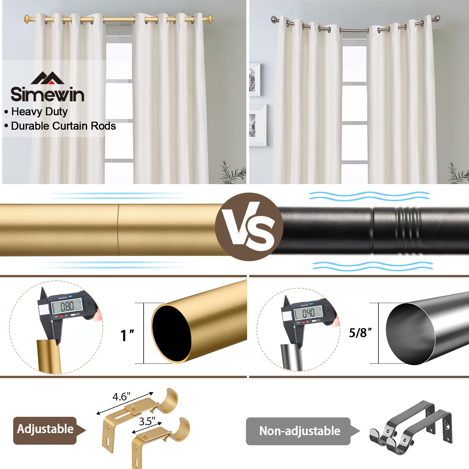 1-inch diameter rod provides clean, balanced look for single window
