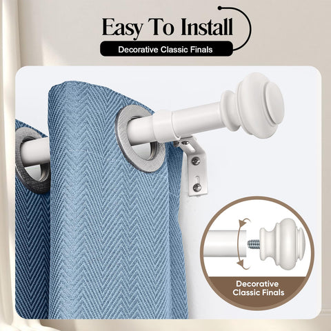 SIMEWIN classic finials on white curtain rod for timeless decor
