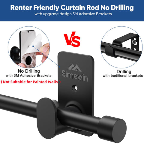 Easy two-step installation guide for SIMEWIN no-drill curtain rod