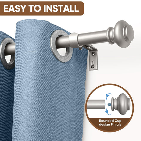 SIMEWIN silver curtain rod 1-inch diameter provides sturdy support for drapes.
