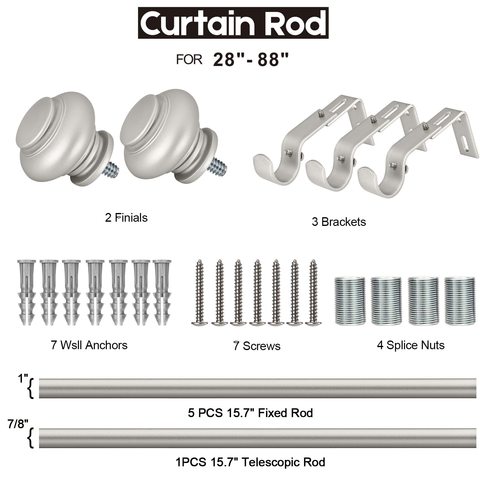 SIMEWIN adjustable rod fits 48-84 inch windows for versatile spaces.