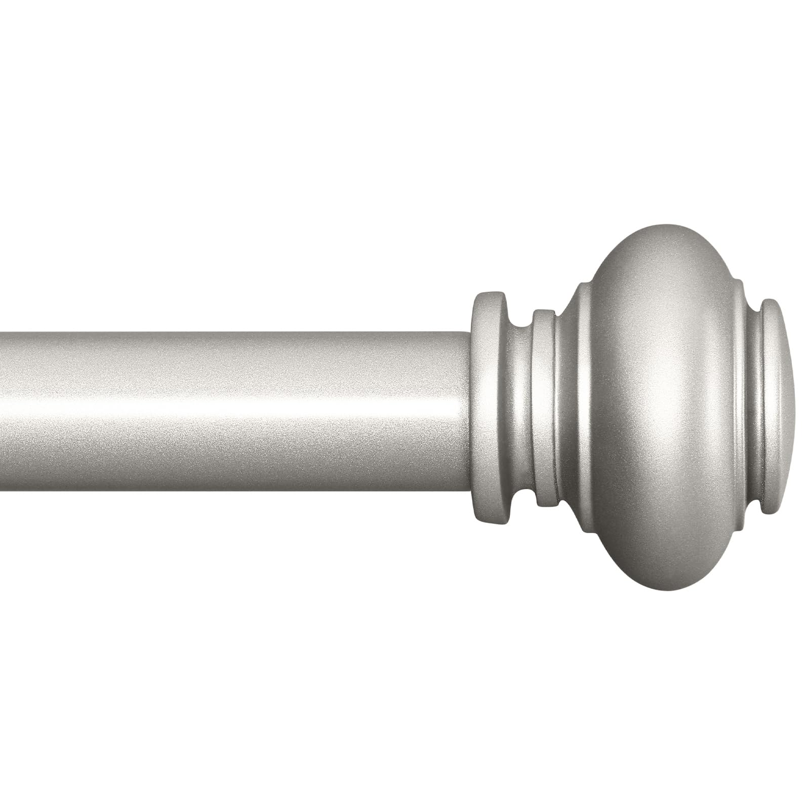 SIMEWIN silver curtain rod extendable from 48 to 84 inches for flexible window coverage.