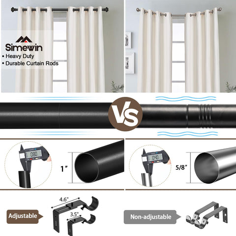 SIMEWIN telescoping curtain rod adjustable section enables precise length customization.