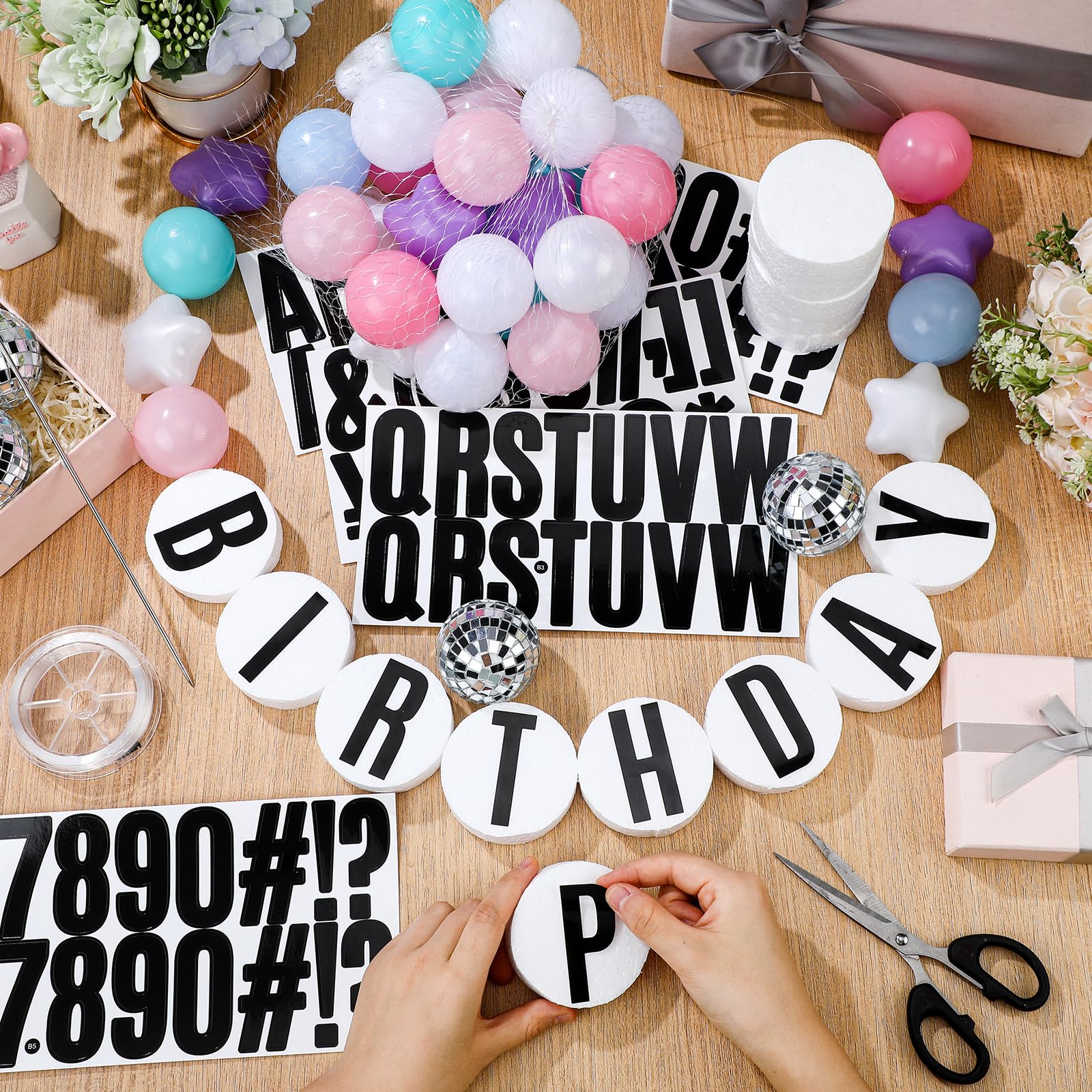 Simgoing letter stickers on foam circles enable customizable messages