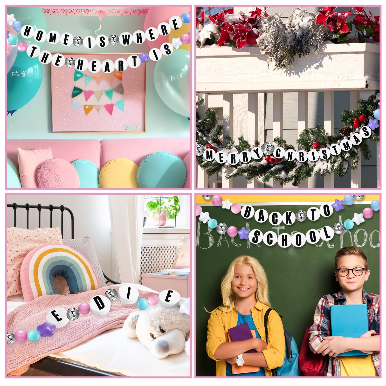 Wall display with the Simgoing garland creates a festive backdrop