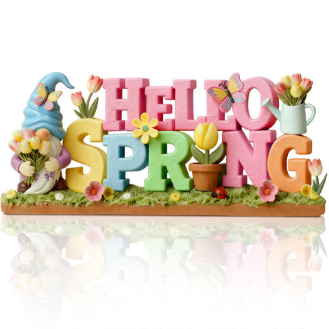 Simgoing Hello Spring gnome tabletop decoration on mantel adds festive charm