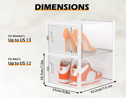 SIMPDIY transparent shoe boxes with magnet door for secure closure.