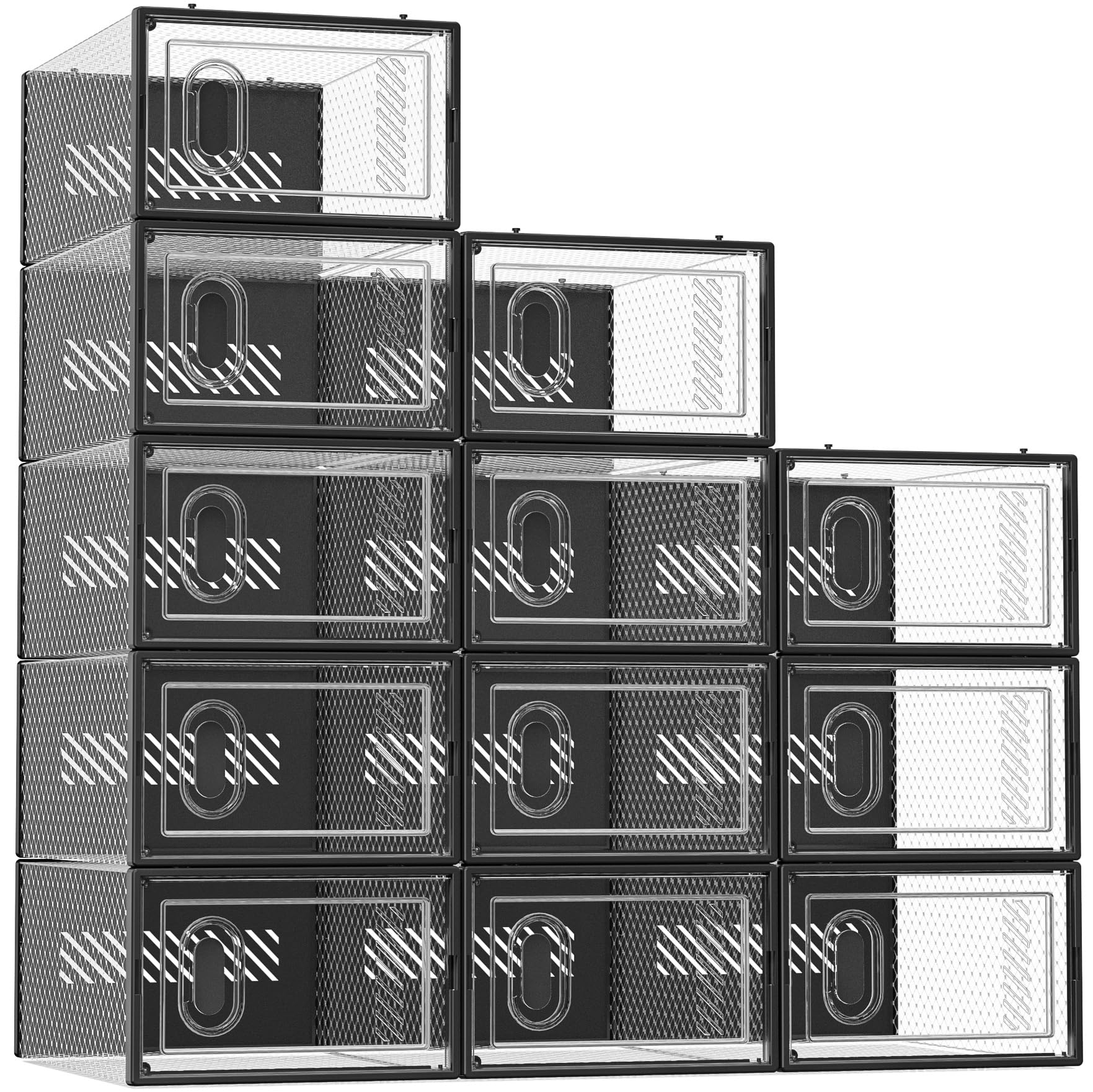 SIMPDIY 12-pack clear shoe boxes with lids for organized closet space