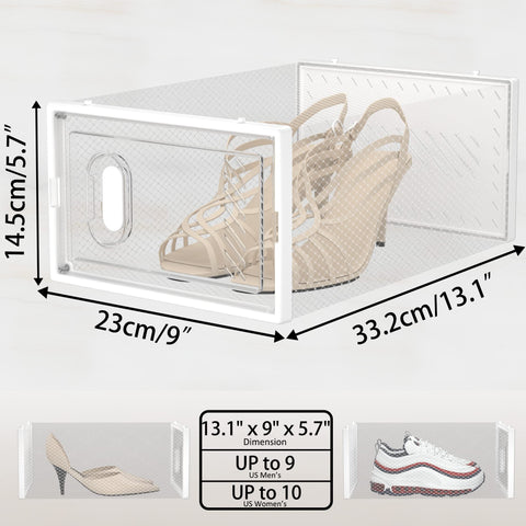 SIMPDIY size-fit up to US 10 shoes in clear boxes