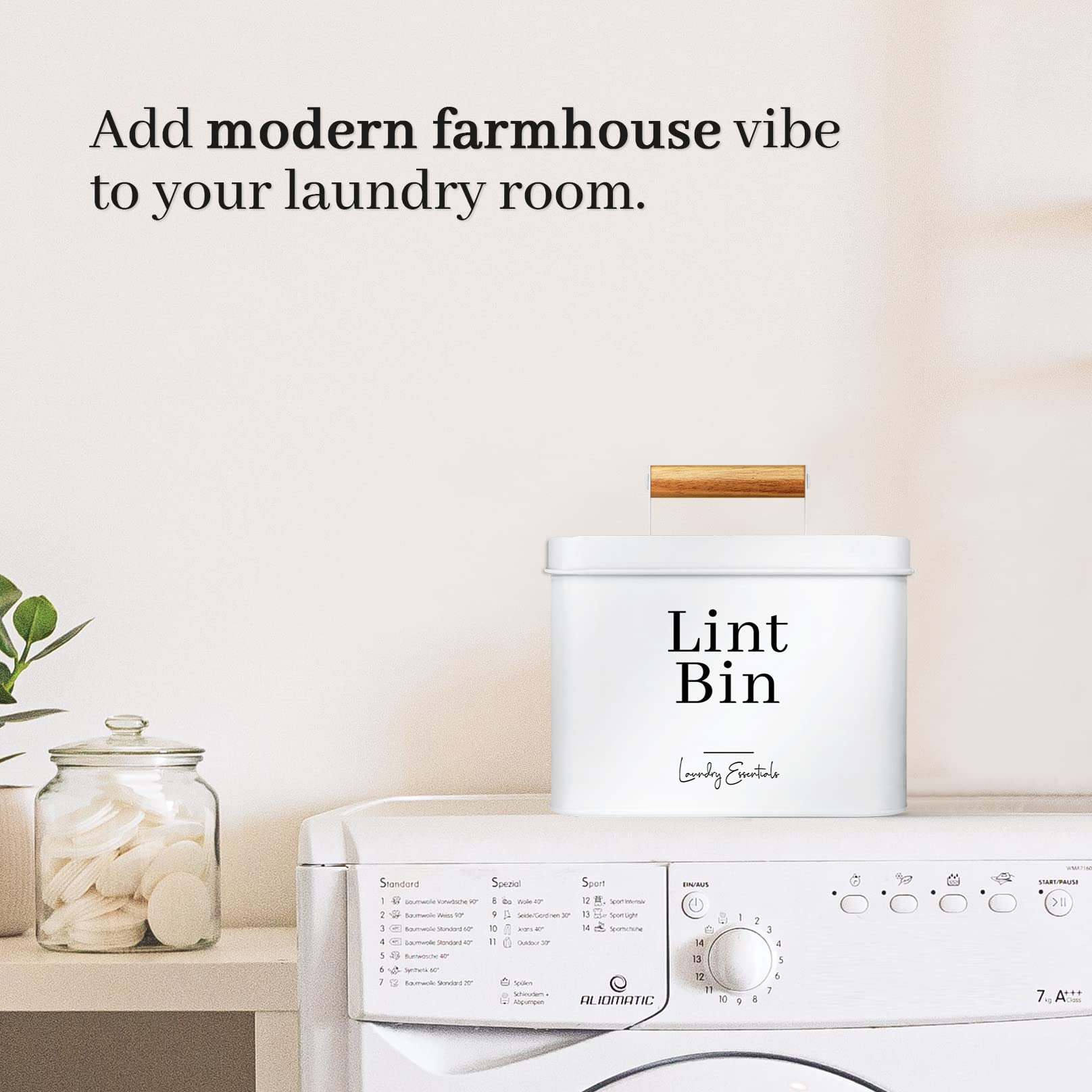 Simplation lint bin storage capacity demo shows pod and powder compatibility.