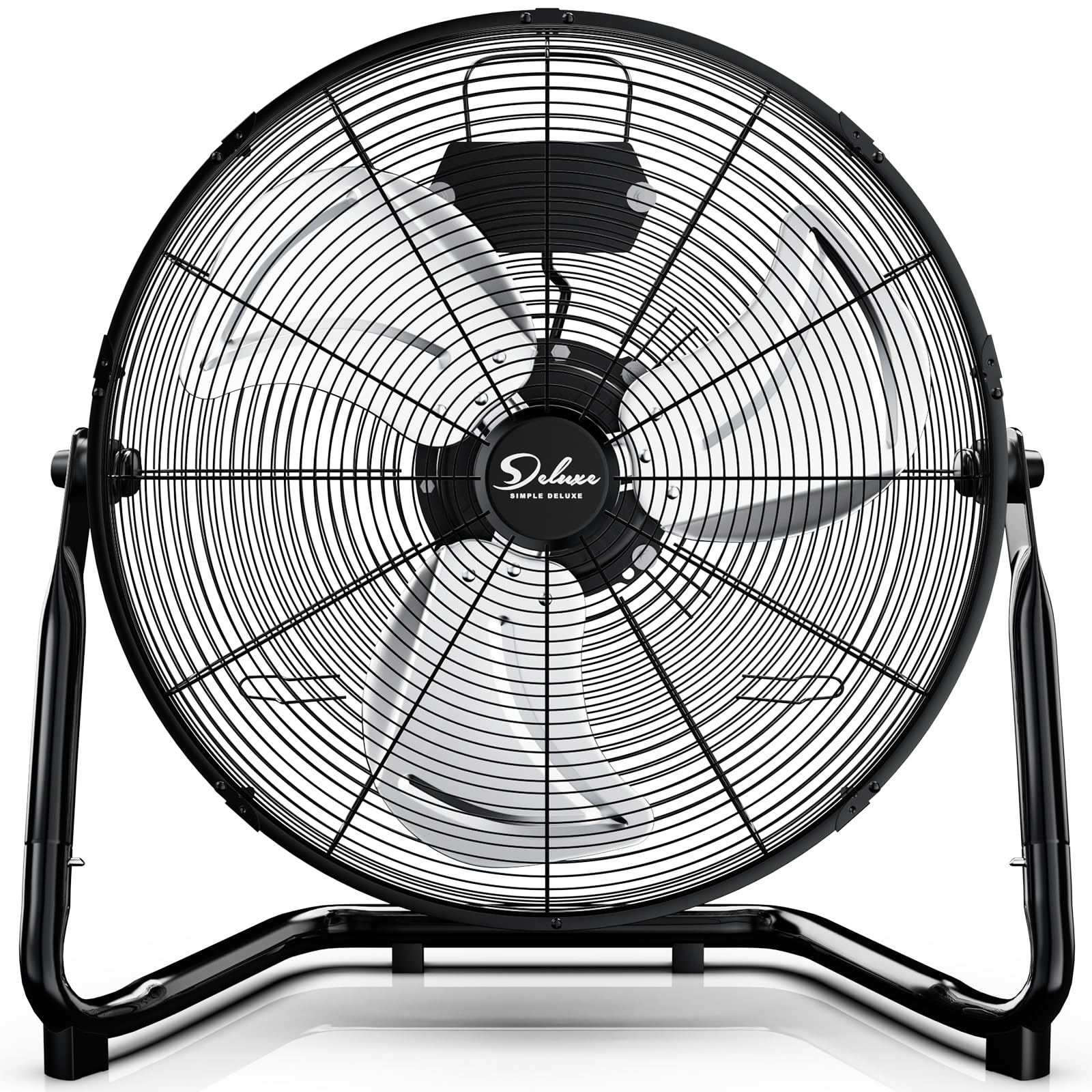 Simple Deluxe 18-Inch industrial floor fan front view delivering powerful airflow for workshops.