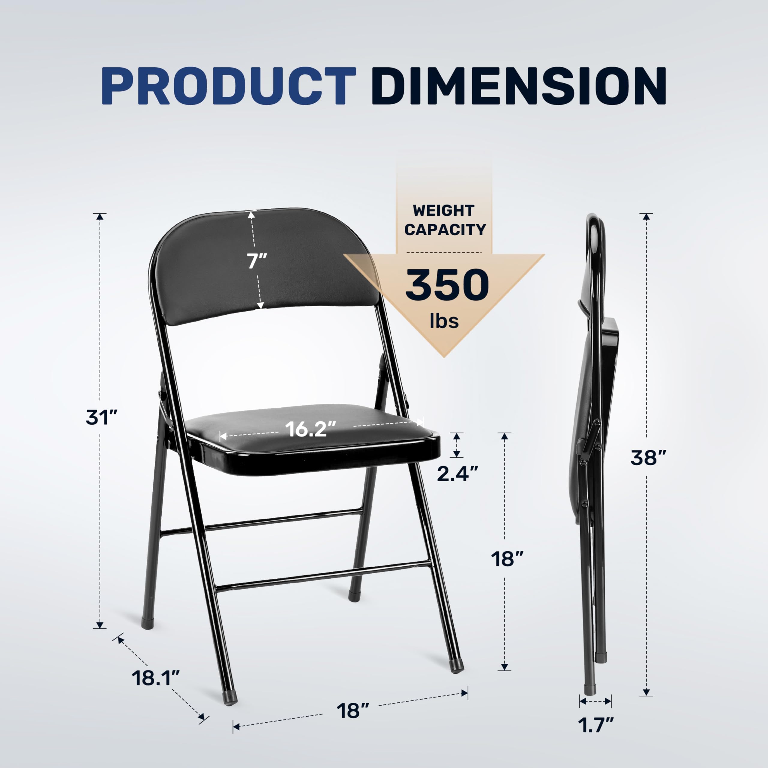 Simple Deluxe 2-Pack folding chair seat upholstery closeup shows padded comfort for long sessions