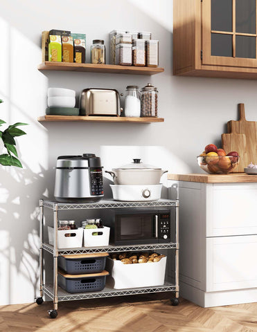 Simple Deluxe 3-tier chrome shelf for counter top appliance storage.