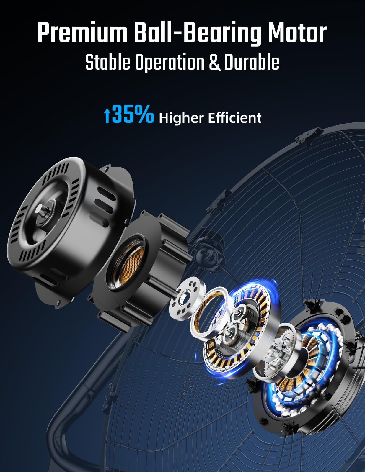 All-metal construction with aluminum blades provides durability.