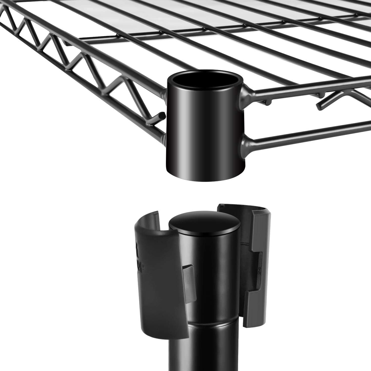 Simple Deluxe adjustable shelves image highlights 1-inch increments for custom organization