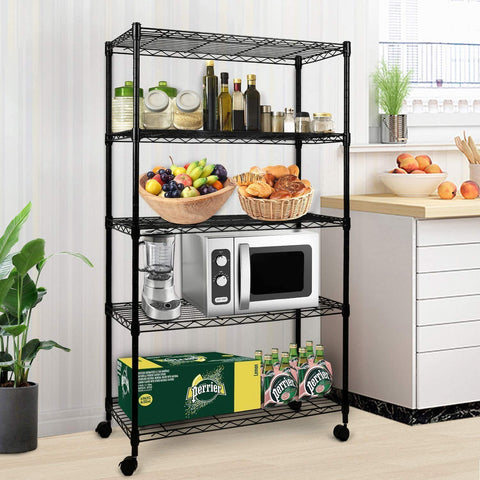 Simple Deluxe leveling feet and wheels provide stability and mobility in compact spaces