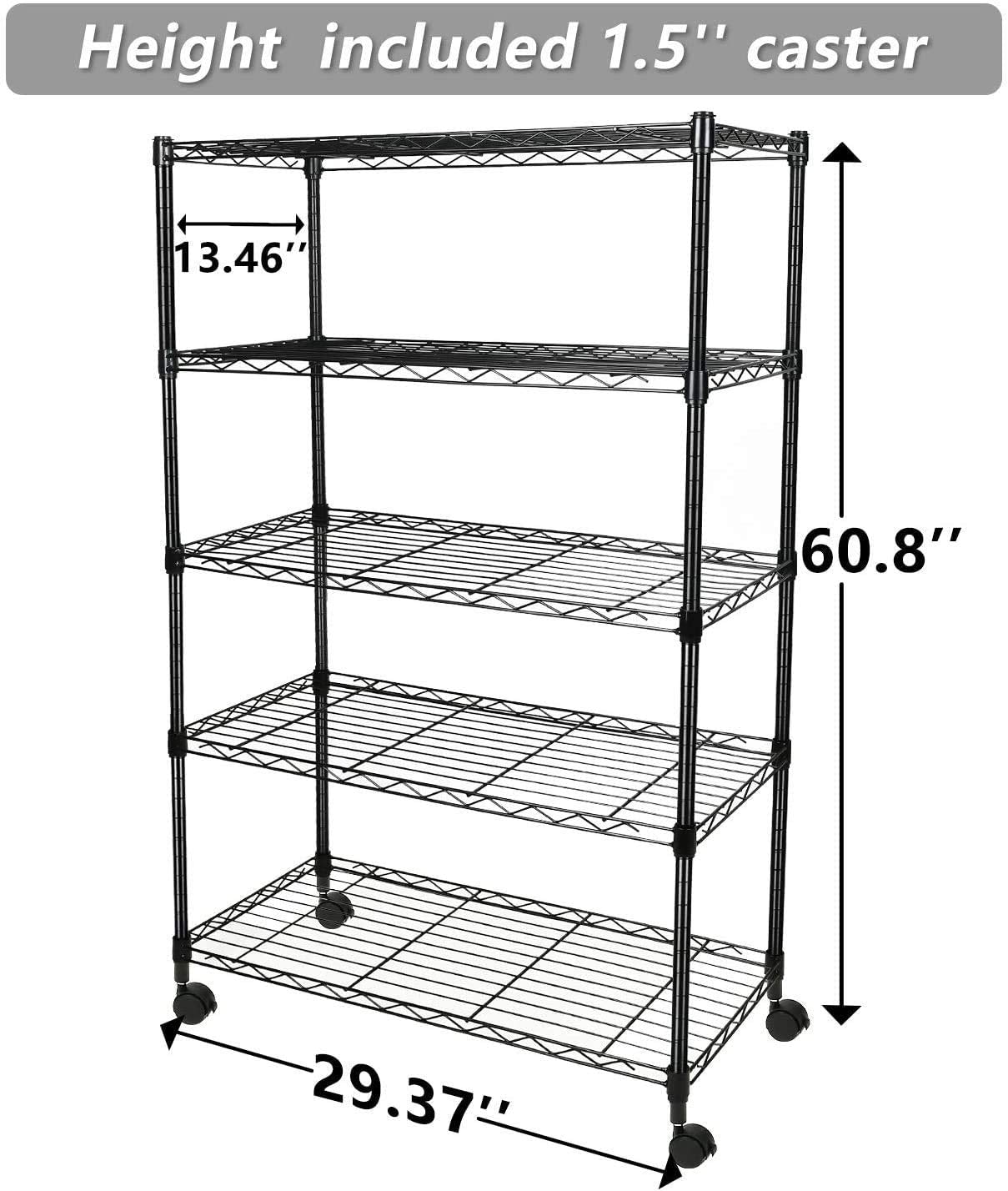 Simple Deluxe shelf close-up in black reveals reinforced shelves for heavy equipment