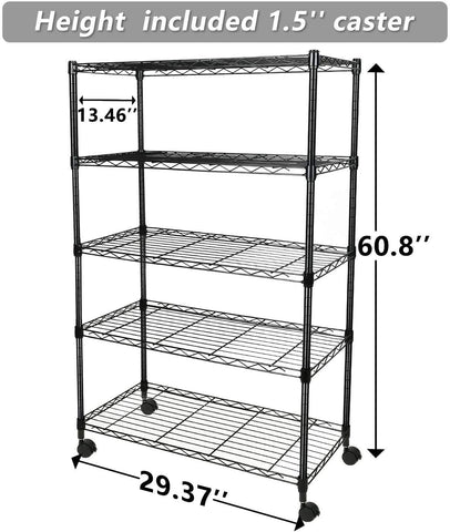 Simple Deluxe shelf close-up in black reveals reinforced shelves for heavy equipment